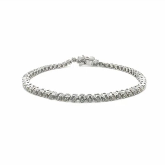 Rhodium Plated 925 Sterling Silver Round Moissanite 2.25mm Tennis Bracelet - Picture 2 of 5